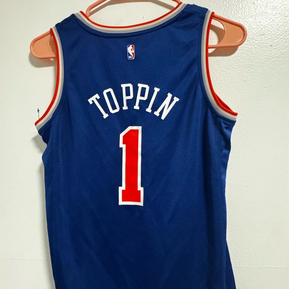 New York Knicks Kids Jersey Obi Toppin #1 Youth Size M (Stain) - Picture 2 of 9